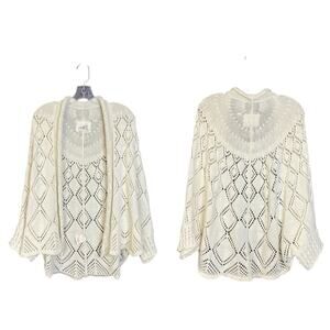 Anthropologie Angel Of The North Ivory Knit Cardigan Women's M/L